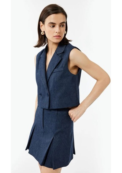 Kruvaze Yaka Kolsuz Crop Blazer Yelek 6WAK20036UW fiyatları