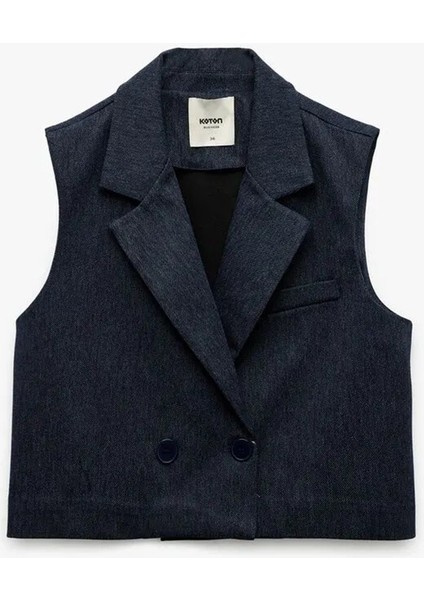 Kruvaze Yaka Kolsuz Crop Blazer Yelek 6WAK20036UW modelleri