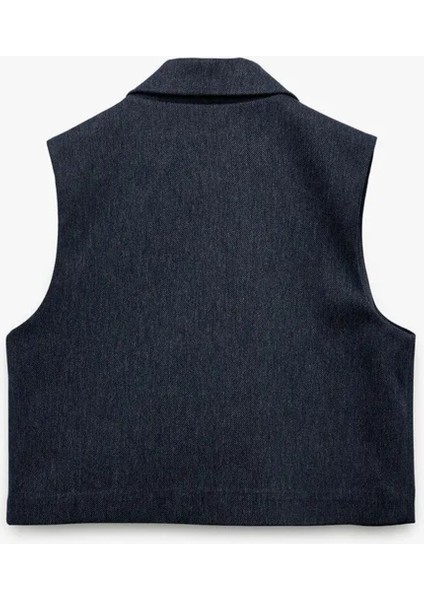 Kruvaze Yaka Kolsuz Crop Blazer Yelek 6WAK20036UW indirimleri