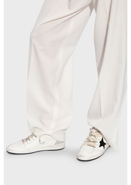 Golden Goose - Ball Star White Leather - With Black Glitter Star And - Gold Heel Tab - Kadın Sneaker indirimleri