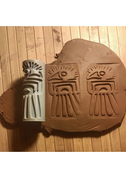 10 cm Doku Rulosu Aztec Icon Antik Desen Silindir Desen Oklavası Mühür Baskı Seramik ve Polimer Kil