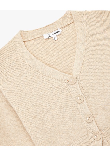 Düğmeli V Yaka Uzun Kollu Triko Hırka modelleri