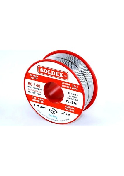 Soldex 60-40 Lehim Teli 200 gr 1 mm - Sn:60 / Pb:40