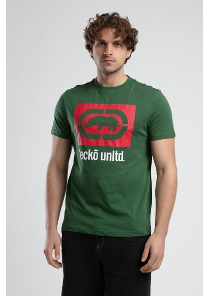 Harrıs Yeşil Bisiklet Yaka Baskılı Standard Fit Erkek Tshirt modelleri