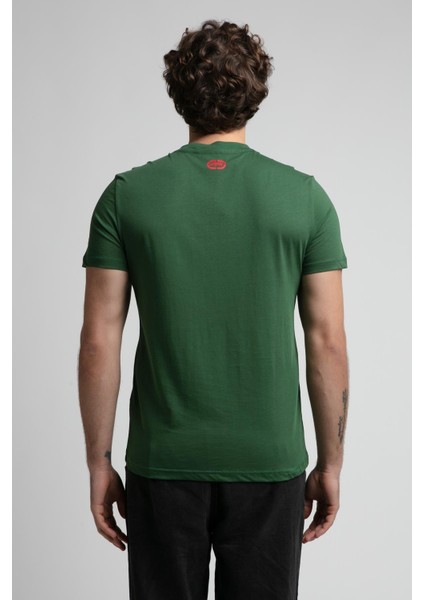 Harrıs Yeşil Bisiklet Yaka Baskılı Standard Fit Erkek Tshirt fırsatları