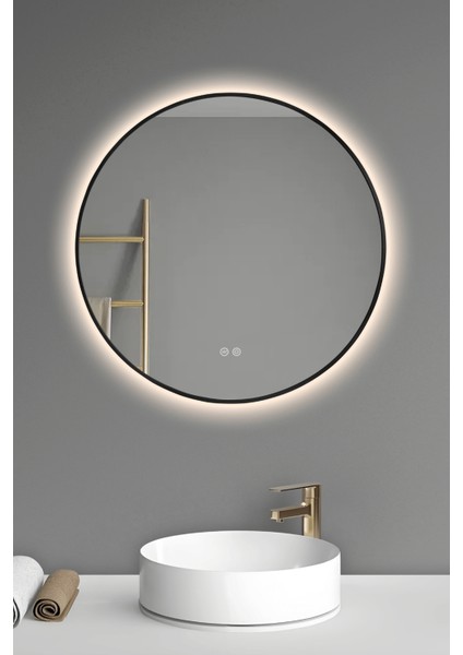 Akıllı Ayna Buhar Tutmayan 3 Renk Ledli Siyah Çerçeveli Banyo Aynası Lavabo Aynası 75 cm modelleri