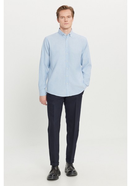 %100 Pamuk Comfort Fit Rahat Kesim Düğmeli Yaka Balıksırtı Desenli Gömlek fiyatları