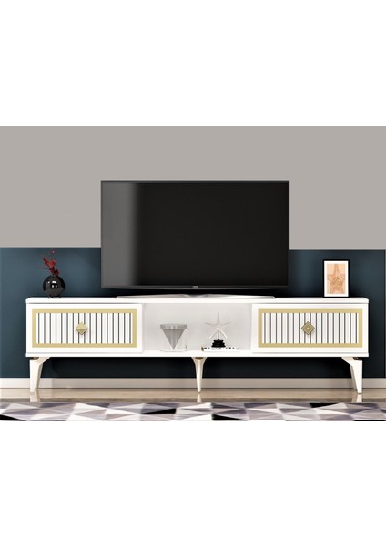 Nill Tv Sehpası (Alt Modül) Beyaz-Altın