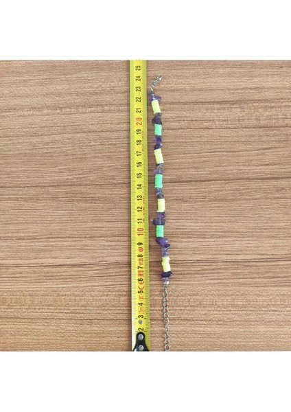 Mor Ametist Taşı & Heishi Boncuklu El Yapımı Bileklik – Doğal Taş Enerjili Takı - modelleri