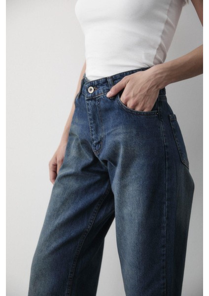 Kadın Yüksek Bel Geniş Paça Jean Pantolon fiyatları