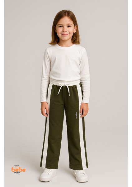 Kız Çocuk Cepli Eşofman Pantolon Yan Şeritli,lastikli Bel,rahat Spor ve Günlük Pantolon Eşofman Altı