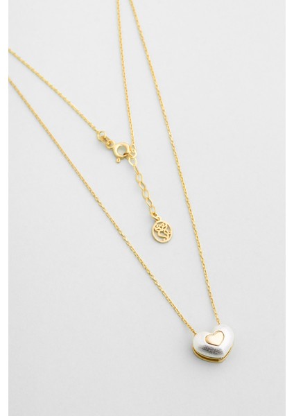 Amora 18 Ayar Sarı ve Beyaz Altın Kaplama 42 cm Gümüş Kolye