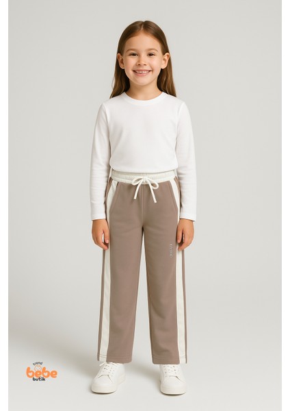 Kız Çocuk Cepli Eşofman Pantolon Yan Şeritli,lastikli Bel,rahat Spor ve Günlük Pantolon Eşofman Altı