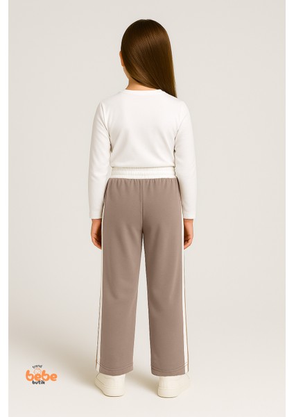 Kız Çocuk Cepli Eşofman Pantolon Yan Şeritli,lastikli Bel,rahat Spor ve Günlük Pantolon Eşofman Altı modelleri