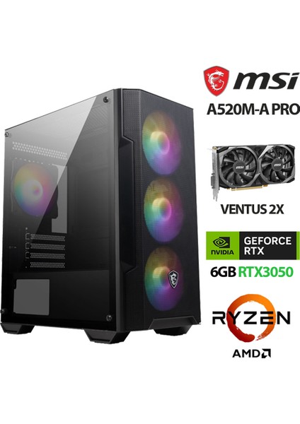 Force X11 Ryzen 5 5500 32GB Ram 1tb M.2 Nvme SSD 6gb RTX3050 Masaüstü Oyuncu Hazır Sistem