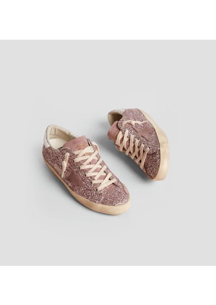 Golden Goose - Super Star Pink Glitter With Suede Star - Pembe Simli - Kadın Sneaker fiyatları