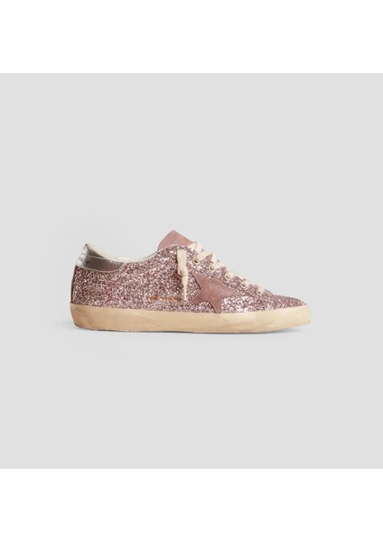 Golden Goose - Super Star Pink Glitter With Suede Star - Pembe Simli - Kadın Sneaker modelleri