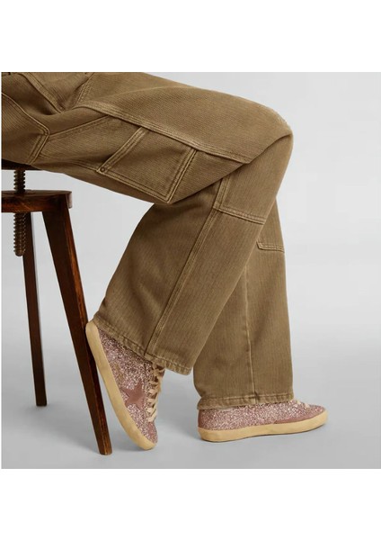 Golden Goose - Super Star Pink Glitter With Suede Star - Pembe Simli - Kadın Sneaker indirimleri