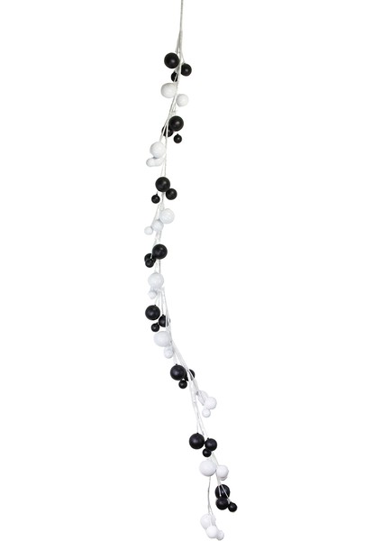 Yılbaşı Süsü Toplu Sarkıt Garland Siyah Beyaz 180 cm