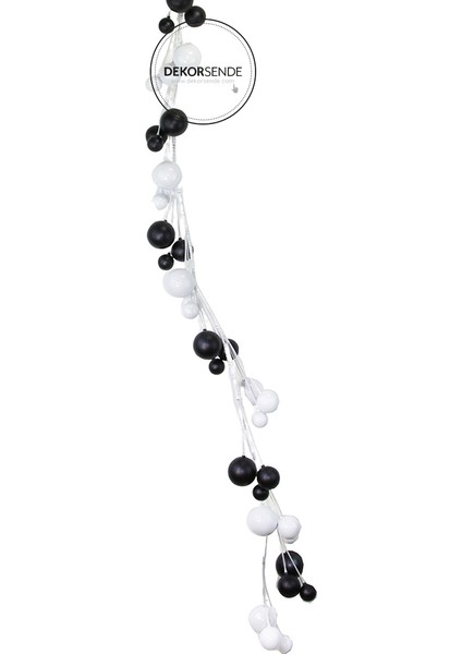 Yılbaşı Süsü Toplu Sarkıt Garland Siyah Beyaz 180 cm fiyatları