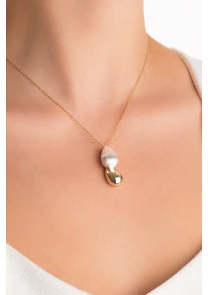 Velora Damla 18 Ayar Sarı ve Beyaz Altın Kaplama 45 cm Gümüş Kolye fiyatları