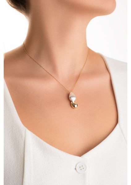 Velora Damla 18 Ayar Sarı ve Beyaz Altın Kaplama 45 cm Gümüş Kolye fırsatları