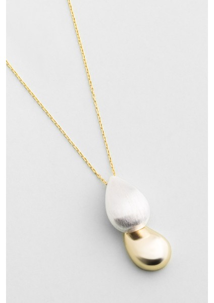 Velora Damla 18 Ayar Sarı ve Beyaz Altın Kaplama 45 cm Gümüş Kolye indirimleri