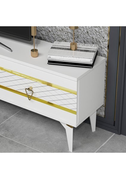 Pelinct Tv Sehpası Beyaz Altın fiyatları