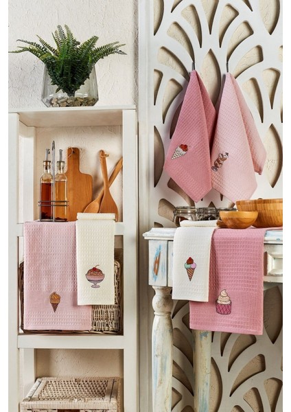 6 Parça %100 Pamuk 40 x 60CM Dondurma Desenli Mutfak Havlusu Seti Mutfak Kurulama Bezi Seti Nuanstek