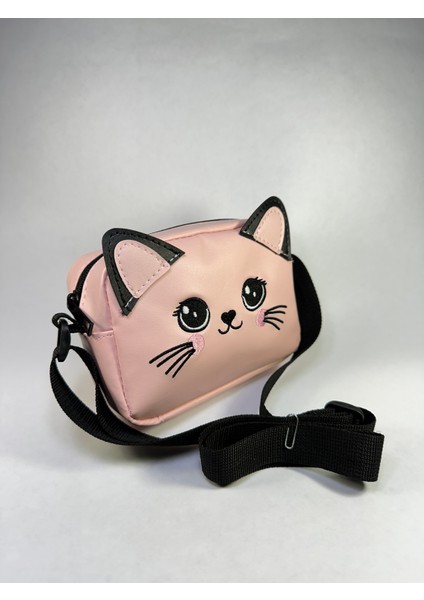 Kedi Desenli Küçük Omuz Çantası Askılı