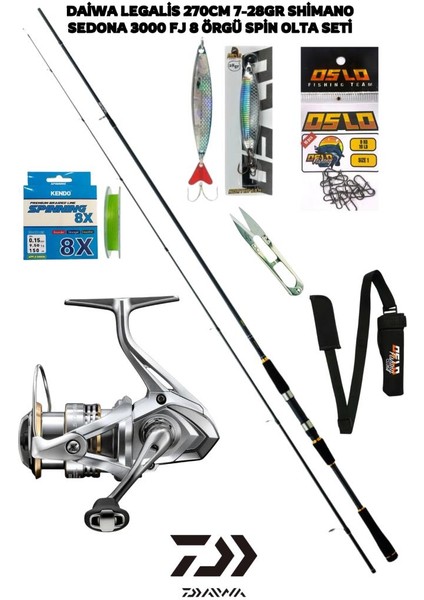 Legalis Seabass 270CM 7-28GR Shimano Sedona 3000FJ 8 Örgü Spin Olta Seti