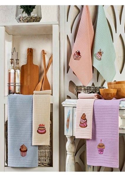 6 Parça %100 Pamuk 40 x 60CM Kek Pasta Desenli Mutfak Havlusu Seti Mutfak Kurulama Bezi Seti Nuanstek fiyatları