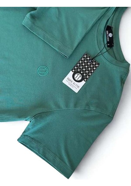 Regular Fit Bisiklet Yaka %100 Pamuk Kısa Kol Unisex Basic Yeşil Tişört