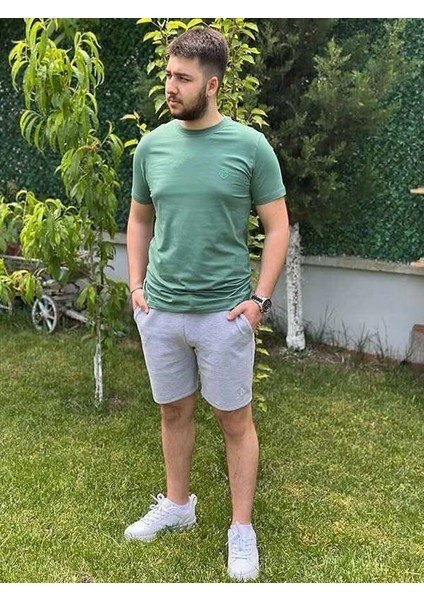 Regular Fit Bisiklet Yaka %100 Pamuk Kısa Kol Unisex Basic Yeşil Tişört