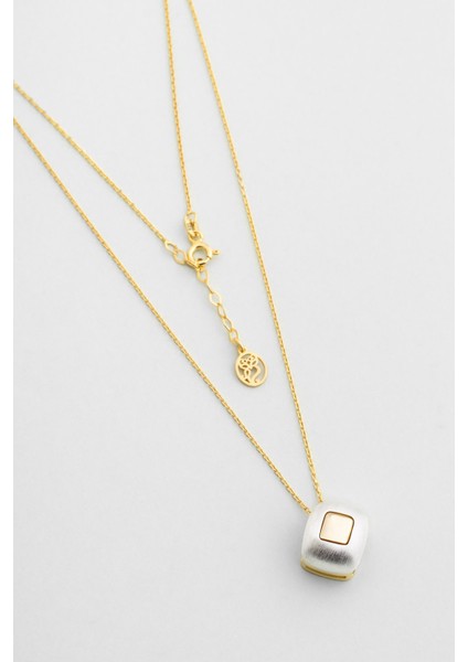 Lunara 18 Ayar Sarı ve Beyaz Altın Kaplama Gümüş Kolye