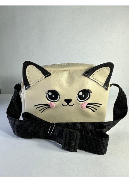 Kedi Desenli Küçük Omuz Çantası Askılı
