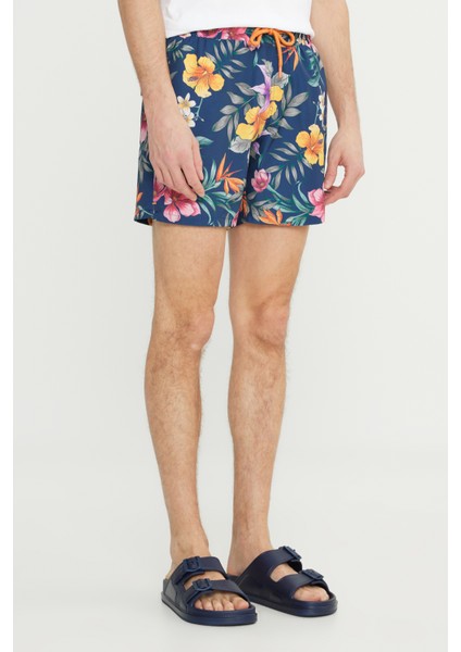 Standart Fit Normal Kesim Cepli Hızlı Kuruyan Desenli Mayo Deniz Şortu