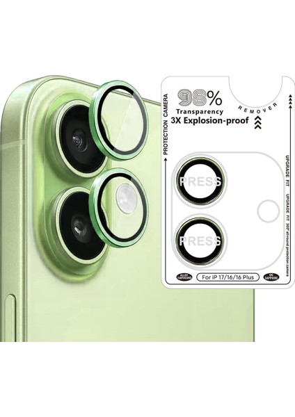IPHONE 17/16/16 Plus Safir Yeşil Kamera Koruyucu