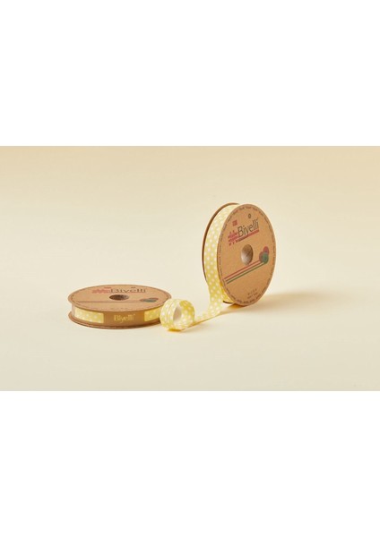 Büyük Puanlı Katlı A14 Sarı 2 cm 25 Metre %65 Koton %35 Polyester