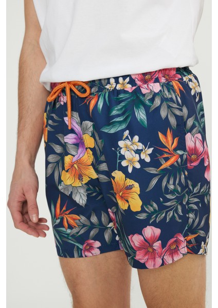 Standart Fit Normal Kesim Cepli Hızlı Kuruyan Desenli Mayo Deniz Şortu