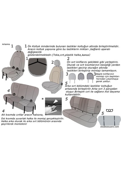 Kia Stonic Oto Koltuk Koruma Kılıfı Artemis Serisi 2017-SONRASI