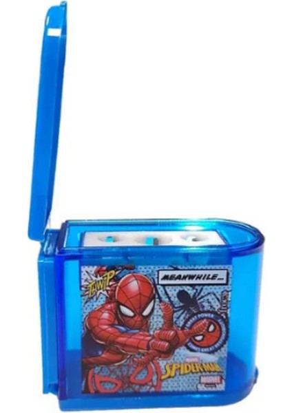 Kalemtıraş Örümcek Adam Hazneli 3 Bıçaklı Mavi 44682