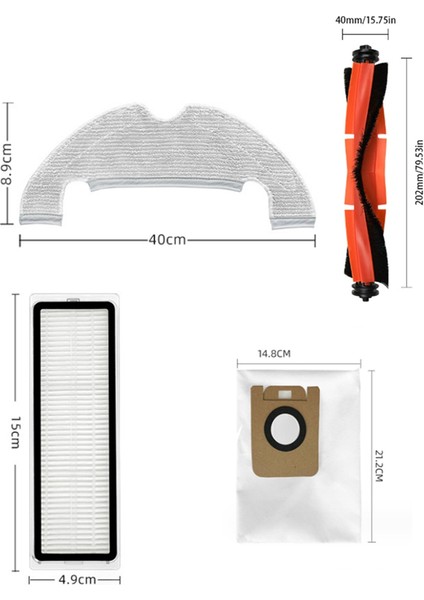 Dreame Bot D10 Plus RLS3D, Z10 Pro, L10 Plus Robot Süpürge Parçaları Için 15 Adet Ana Yan Fırça Hepa Filtre Paspas Toz Torbası (Yurt Dışından) fırsatları