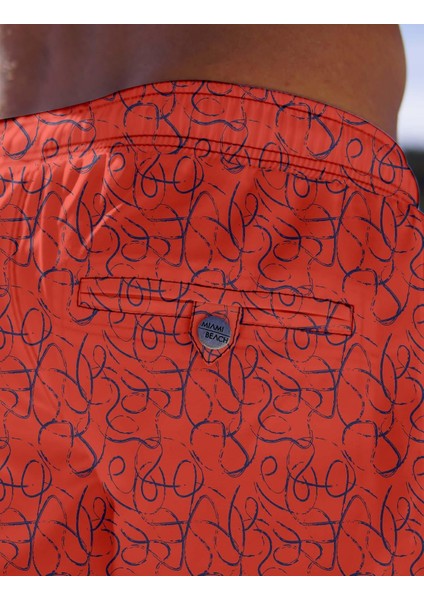 Su Itici Özellikli Dijital Baskılı Erkek Deniz Şort Mayo - 164-ORANJ fiyatları