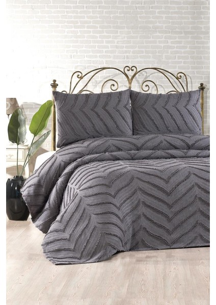 Sementina 3 Parça Çift Kişilik Pike Takımı Antrasit