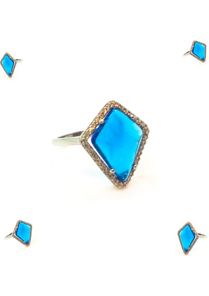 Mavi Vintage 925 Ayar Gümüş Gümüş Kadın Yüzük Parmağa Göre Ayarlanır 3.37 G fiyatları