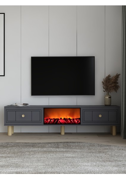 Dariodd Şömineli (A) Bohem Tv Sehpası Antrasit-Antrasit