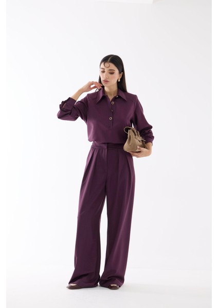 Premium Palazzo Mürdüm Pantolon