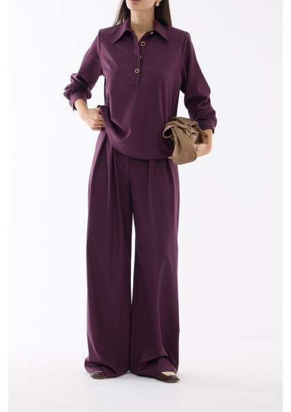 Premium Palazzo Mürdüm Pantolon fırsatları