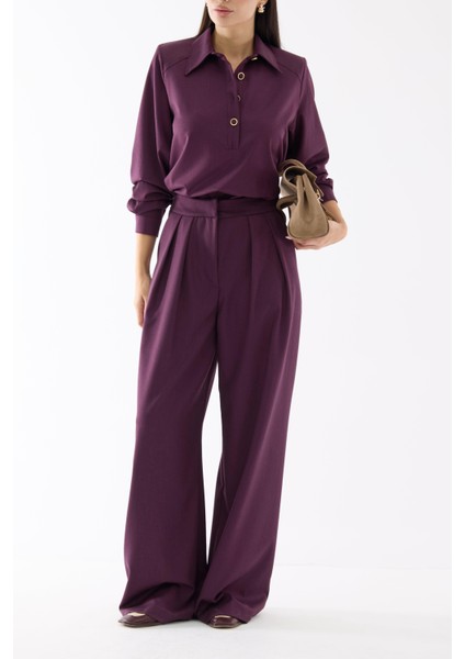 Premium Palazzo Mürdüm Pantolon indirimleri